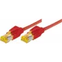 Tecline Premium - kabel krosowy - RJ-45 (M) na RJ-45 (M) - 50 cm - SFTP, PiMF -Cat.7 przewód instalacyjny (kabel) / CAT 6a (porty) - ekranowany, bezhalogenowy, bez zaczepów - czerwony (70700R)