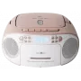 Przenośny boombox Reflexion RCR2260DAB — biało-różowy, radio cyfrowe DAB+, zasilanie sieciowe i bateryjne