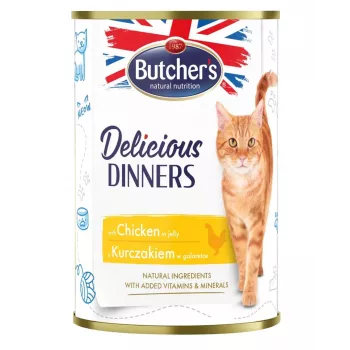 BUTCHER'S Delicious Dinners Chicken Jellied Pieces - mokra karma dla kota - 400g