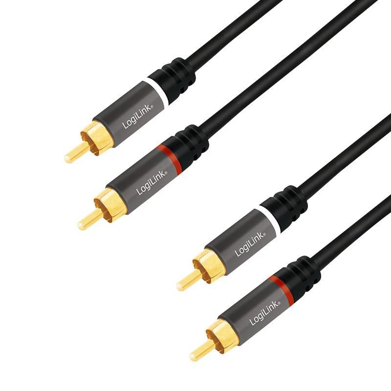LogiLink CA1202 Kabel audio 1 m 2 x RCA czarny (CA1202)