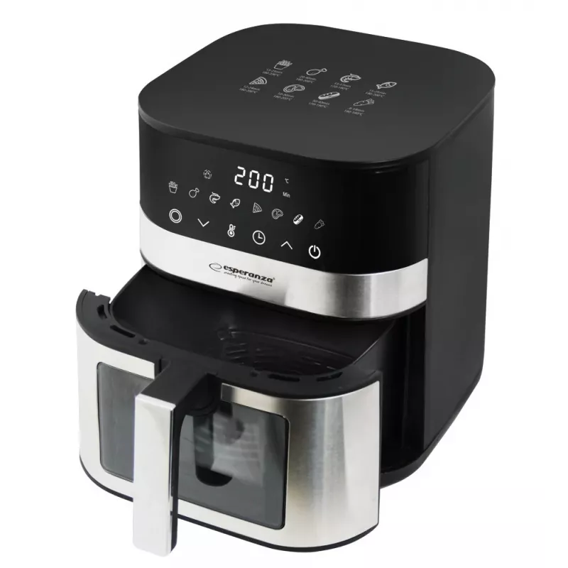 Frytkownica beztłuszczowa ESPERANZA Pesce Alla Griglia 5 L, frytkownica beztłuszczowa, 1400 W, 8 programów, 200°C, sterowanie dotykowe