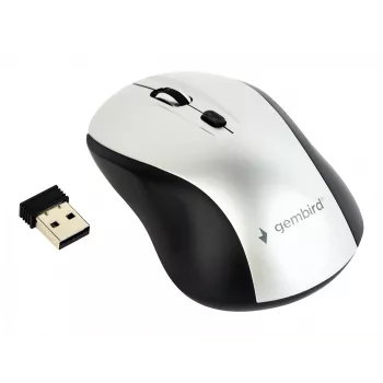Bezprzewodowa mysz optyczna Gembird MUSW-4B-02-BS, RF, symetryczna, 1600 DPI, 4 przyciski, srebrno-czarna
