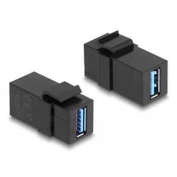 Moduł Keystone DeLOCK USB 3.0 A żeński na A żeński czarny 1:1