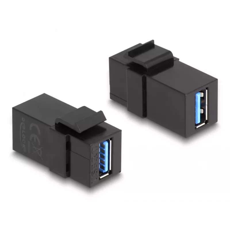 Moduł Keystone DeLOCK USB 3.0 A żeński na A żeński czarny 1:1