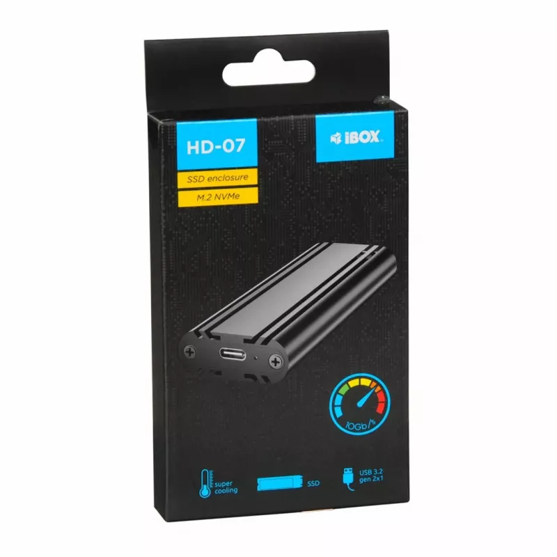 Obudowa SSD IBOX HD-07 na 1 dysk M.2, USB 3.2 Gen 2 (10 Gbit/s), USB-C, czarna