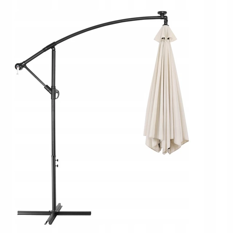 Parasol ogrodowy Extralink L-0713 średnica 3 m, czasza beżowa, model BLACK FOREST