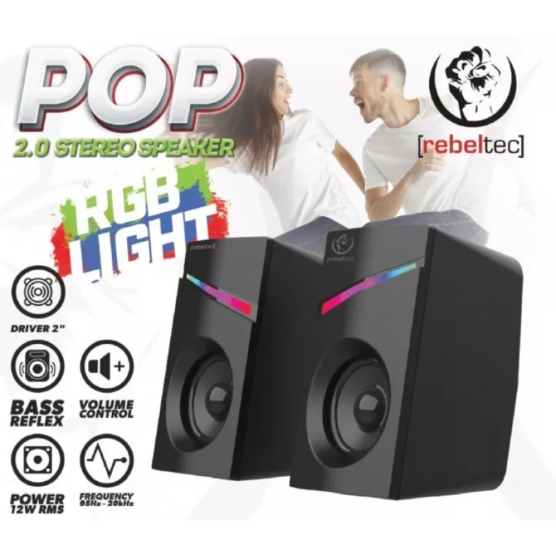 Głośniki stereo 2.0 POP, RBLGLO00047, 20W