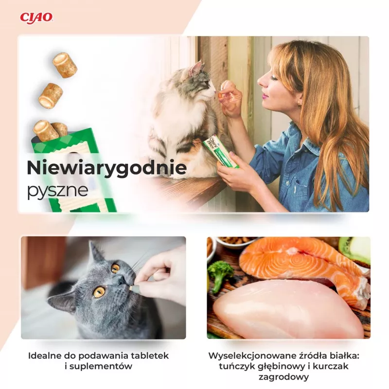 INABA Churu Bites zawijasy z kurczakiem – przysmaki dla kota – 3x10 g