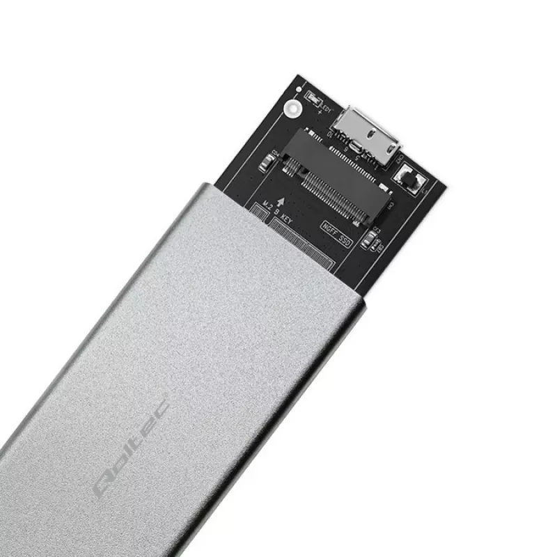 Aluminiowa obudowa QOLTEC 51833 dla dysku M.2 SSD, SATA na USB 3.0, obsługa do 2 TB