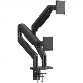 Uchwyt do monitora DIGITUS Dual Monitor Mount dla 2 ekranów 45 cali, zacisk, 2×20 kg, VESA 75×75–100×100, pochylenie -20–50°