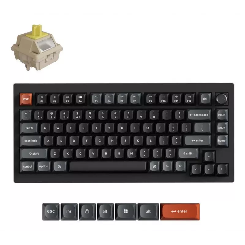 Klawiatura mechaniczna Keychron V1 Ultra 8K — format 75%, QWERTY, Bluetooth, RGB, czarna