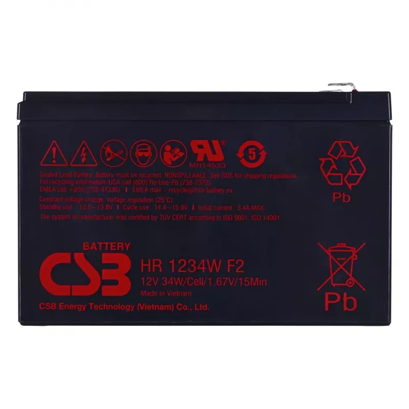 Akumulator kwasowo-ołowiowy CSB bateria HR1234WF2 12V 9Ah do UPS i zasilania awaryjnego