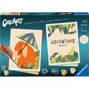 Zestaw do malowania Ravensburger CreArt Hello Baby Safari Set — zestaw dla początkujących dla niemowląt i małych dzieci