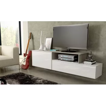 Cama szafka TV SIGMA 3 180 biały/biały połysk + dąb dąb sonoma