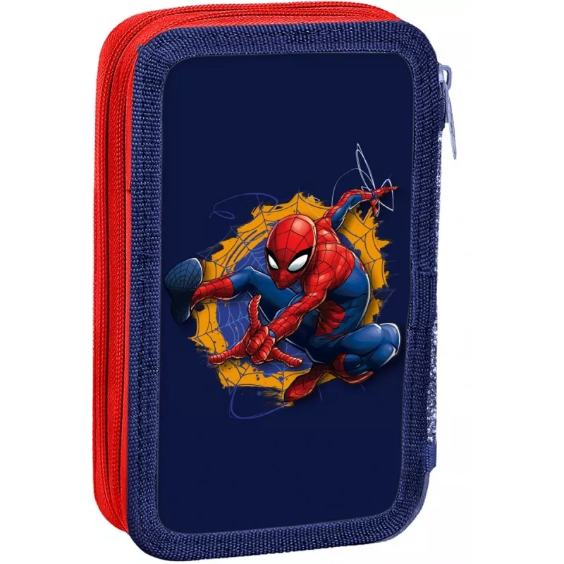 Piórnik dziecięcy Euroswan 2-zamkowy z akcesoriami Spiderman czerwono-niebieski