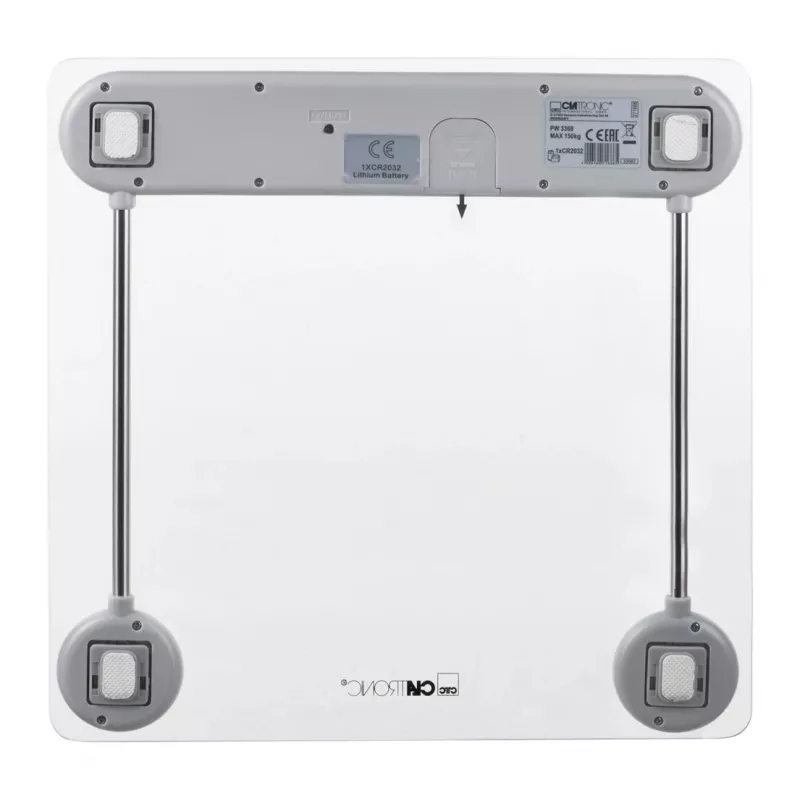 Elektroniczna waga osobista CLATRONIC PW 3368 — maks. 150 kg, dokładność 100 g, szklana platforma