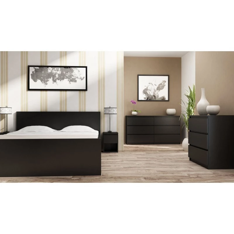 Komoda top e shop M3 CZERŃ — 3 szuflady, płyta wiórowa, 700×400×770 mm, czarny