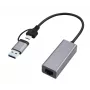 Adapter sieciowy Gigabit USB 3.1 Type-C Gembird A-USB3AC-LAN-01 — 1× RJ-45, 1000 Mb/s, USB 3.2 Gen 1, obudowa metalowa, szary