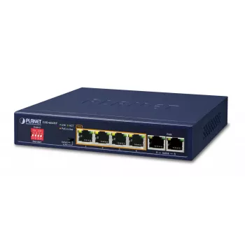 PLANET GSD-604HP - Switch - 4 x 10/100/1000 (PoE+) + 2 x 10/100/1000 (Uplink) - Desktop - PoE+ (55 W) (GSD-604HP)
