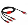 DeLOCK - Kabel tylko do ładowania - Lightning / USB - USB (M) na Micro-USB Typ B, Lightning, USB-C (M) - 1,0m - Ekranowany - Czarny (85892)
