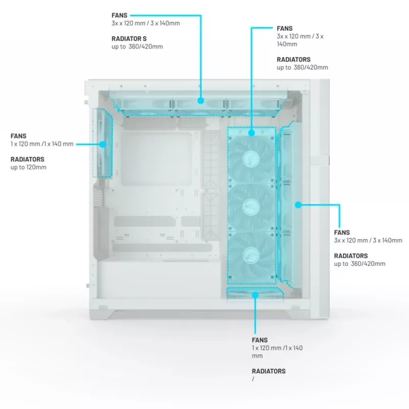 VK02 Lite, Tower-Enclosure Biały, Tempeczerwony Glass