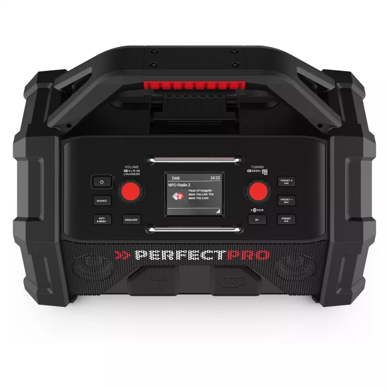 Przenośne radio budowlane PerfectPro ROCKTAGON 18V — zasilane bateriami radio na plac budowy