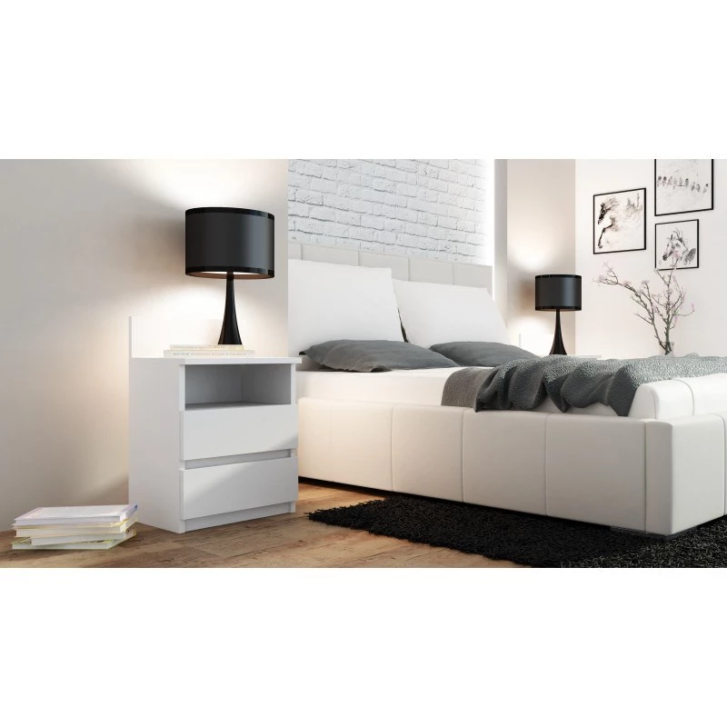 Topeshop M1 BIEL MAT nightstand/Stolik nocny 2 szuflada(s) biały