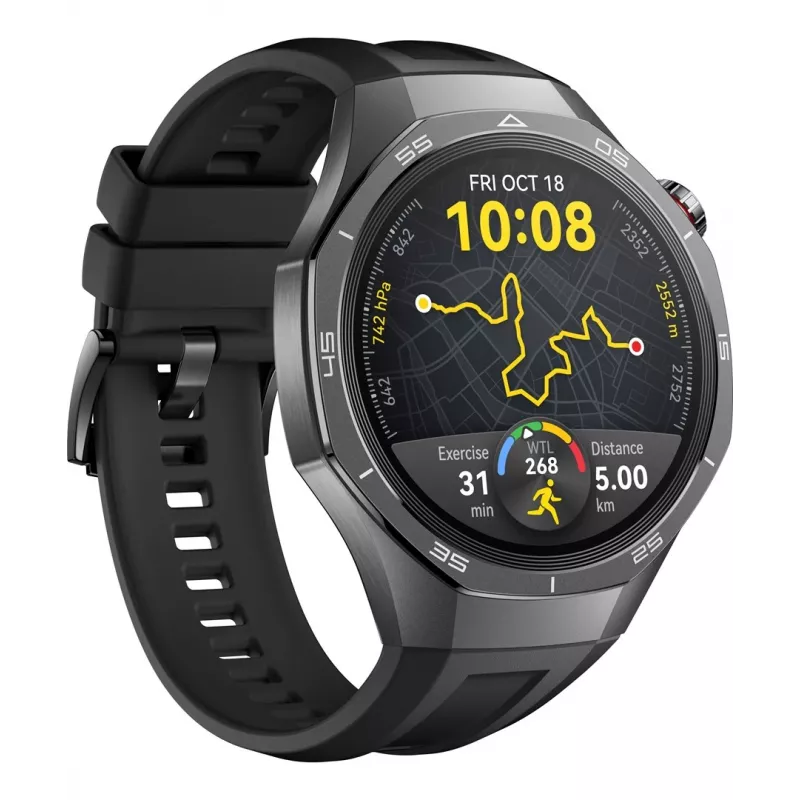 Smartwatch HUAWEI WATCH GT5 Pro 46mm — 1,43 cala AMOLED, GPS, 524 mAh, obudowa tytanowa, czarny pasek
