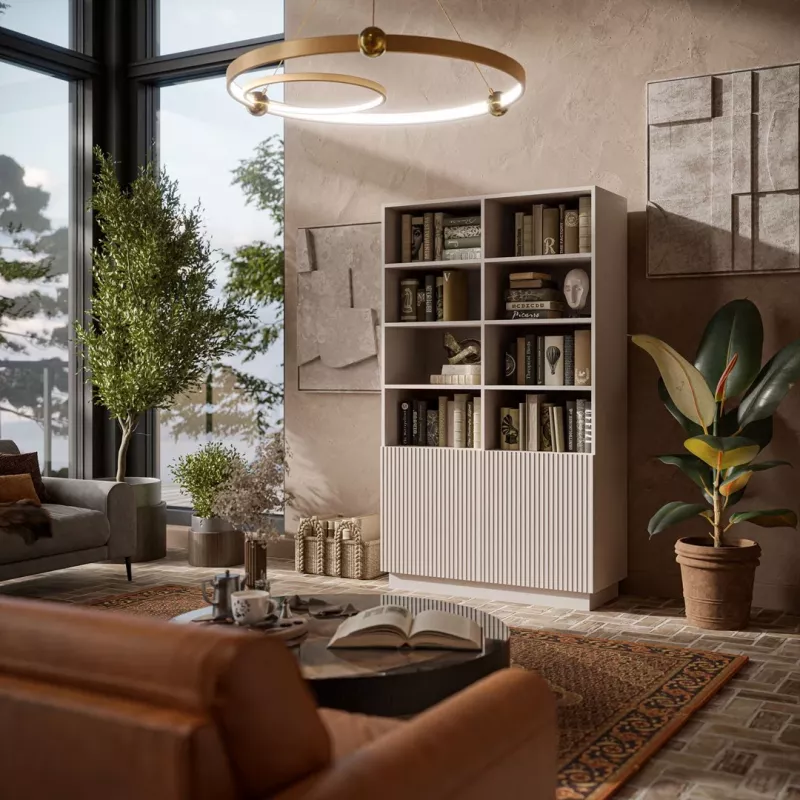 Szafka Cama Meble LIVERTI regał na książki 100×420×1705 mm kaszmir