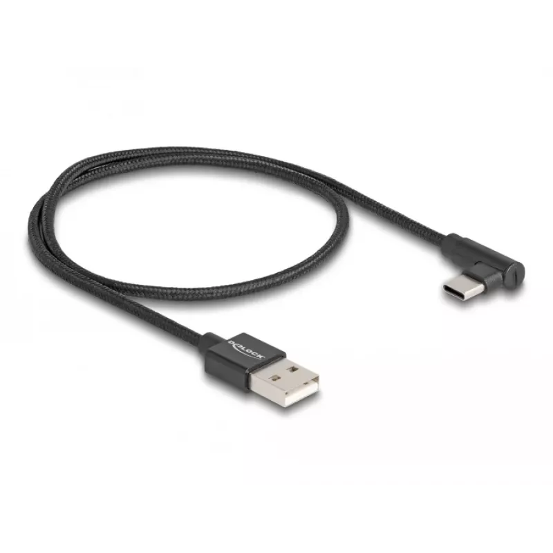 Kabel DeLOCK USB 2.0 Typ-A męski na USB Typ-C męski kątowy 0,5 m czarny