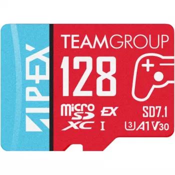 Karta microSDXC Team group APEX SD7.1 128GB (MicroSD Express, czerwona/niebieska)