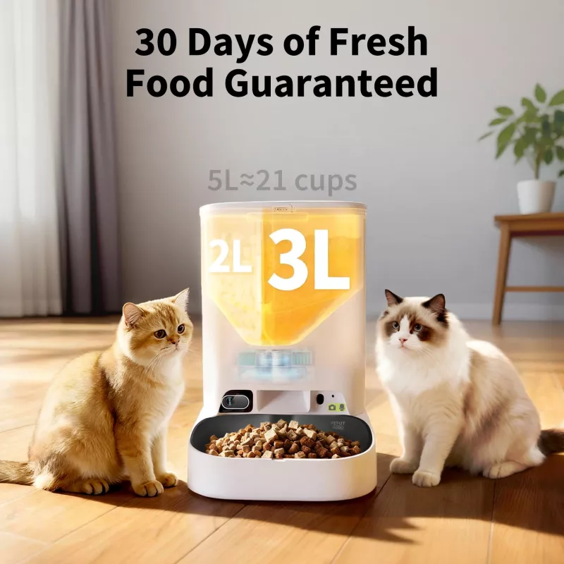 Automatyczny karmnik dla zwierząt PETKIT YumShare Dual-hopper 2 z kamerą, pojemność 5 L, ABS i stal nierdzewna 304, biały
