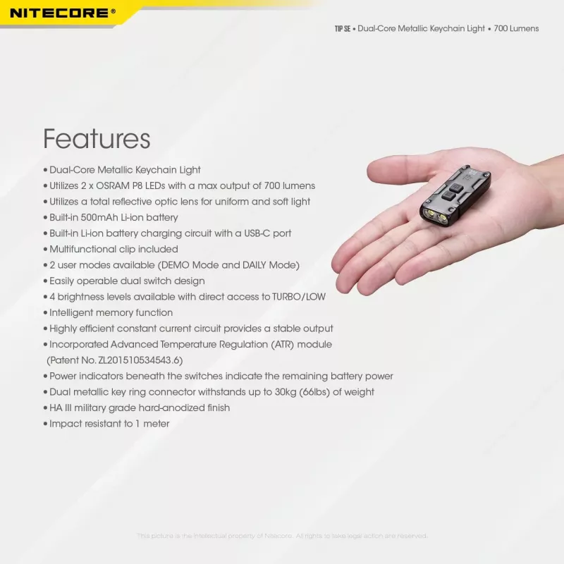 Nitecore TIP SE Czarna latarka ręczna LED