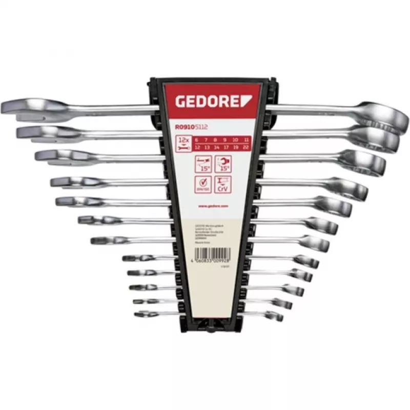 Zestaw kluczy płasko-oczkowych Gedore 12 szt. 6-22 mm stal nierdzewna