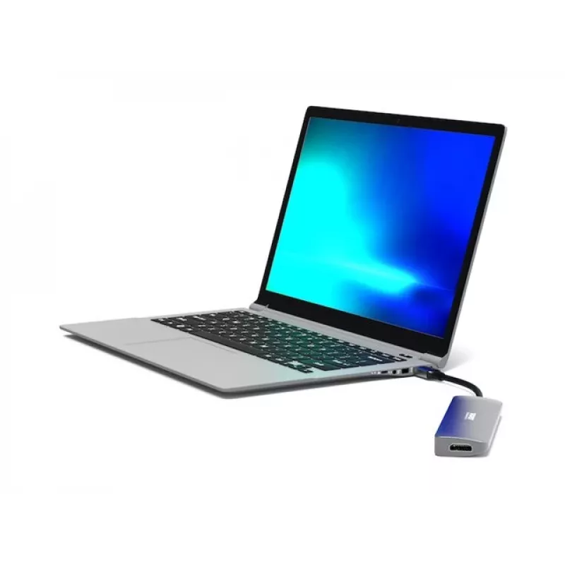 Hub interfejsu Port Designs 900162 USB Type-C — Wyjście USB Type-C, 3840x2160@60Hz, wejście 20V/5A, 117×34×13 mm, srebrny