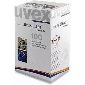 Chusteczki czyszczące UVEX 9963005 — opakowanie 100 sztuk do konserwacji sprzętu ochronnego