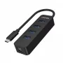 Hub USB Unitek uHUB Q4 — 4-portowy hub USB 3.2 Gen 1 (Type-A), host USB-C, 5 Gbit/s, 10 W, czarny