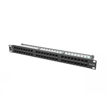 Patch panel LANBERG PPU5-1048-B 1U, 48 portów Cat5e, czarny, 445×102×44,5 mm