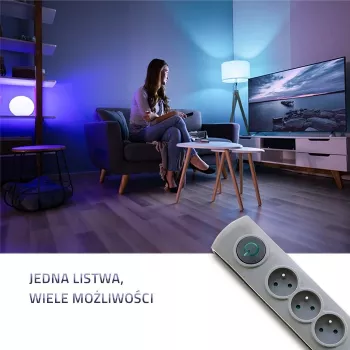 Listwa przeciwprzepięciowa Qoltec 50165 szara 6 gniazd AC 230 V 1,8 m