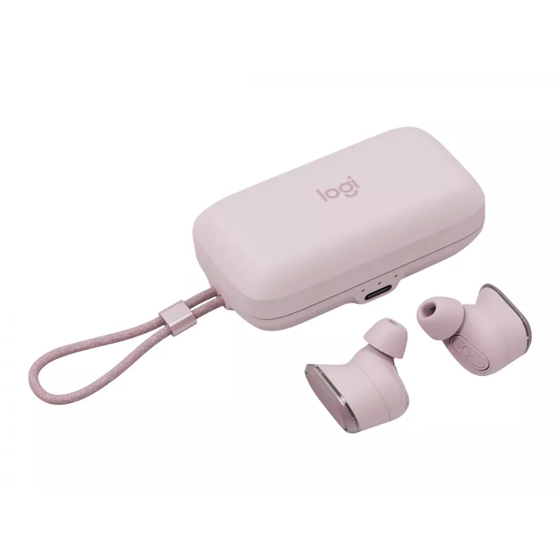 Logitech Zone True Wireless, słuchawki douszne, ANC, Rosé, różowy, douszne, Bluetooth, 985-001090