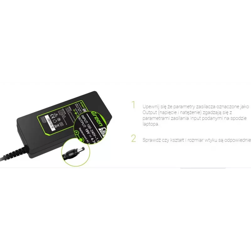 Zasilacz sieciowy zielony Cell AD19P 40W czarny