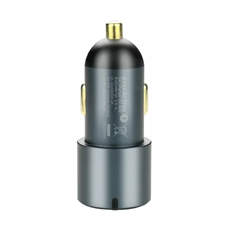 Ładowarka samochodowa everActive CC-40Q QC3.0 60W, zasilacz USB do samochodu do ładowania urządzeń mobilnych