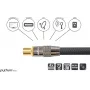 SAT Antenna Cable, IEC/Koax Plug an Socket Gold-Plated, Shielding Rating 120 db, 75 Ohm, Nylon Braiding Czarny, 1m, PYTHON® Series (GC-M2011)