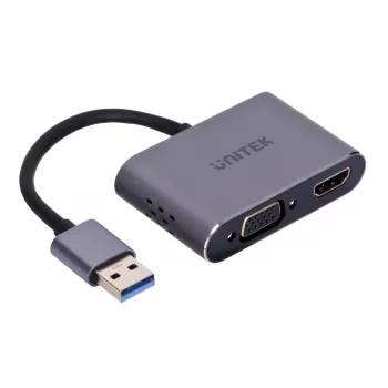 UNITEK V1304A adapter kabla wideo 0,15 m USB typu A HDMI + VGA (D-Sub) Szary