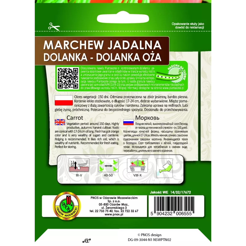 Taśma Apte Marchew Dolanka 6 m z nawozem Platnacote — odmiana późna