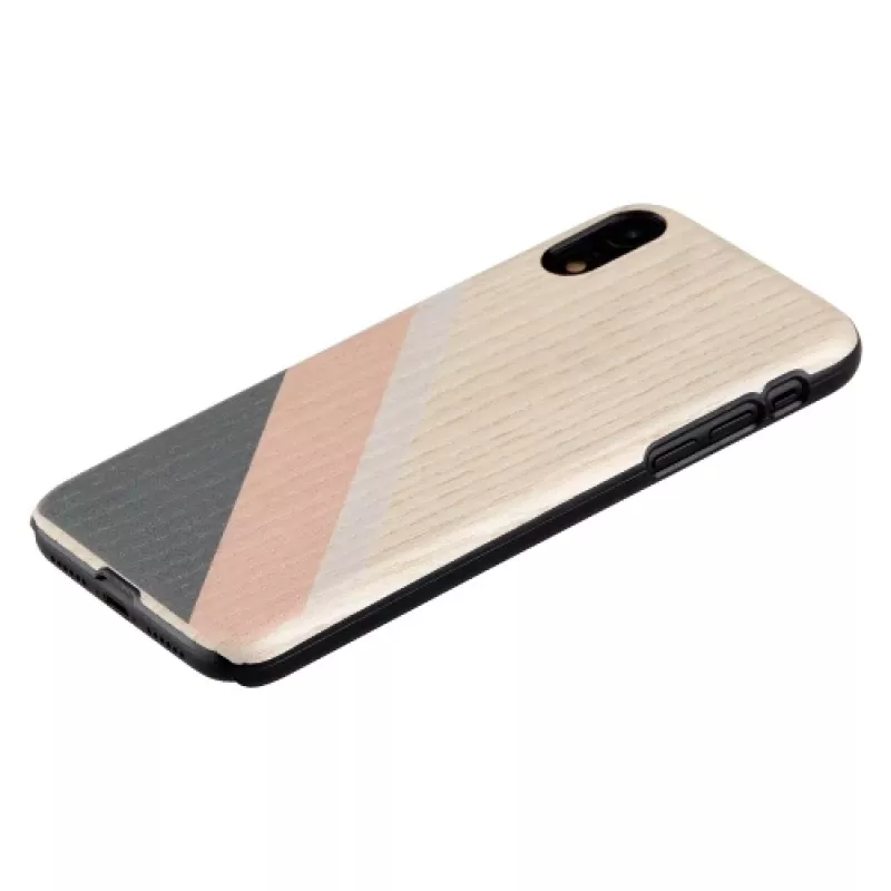 Etui na smartfona man and wood do iPhone XR — różowy garnitur z czarnymi akcentami