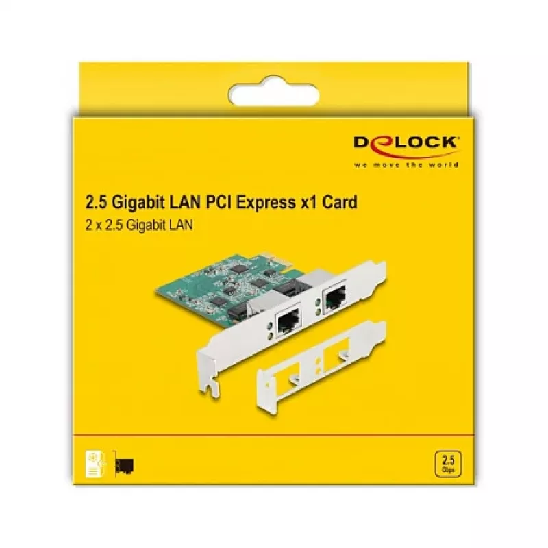 Karta DeLOCK PCI Express x1 na 2 x RJ45 2,5 Gigabit LAN RTL8125 przewodowy Ethernet