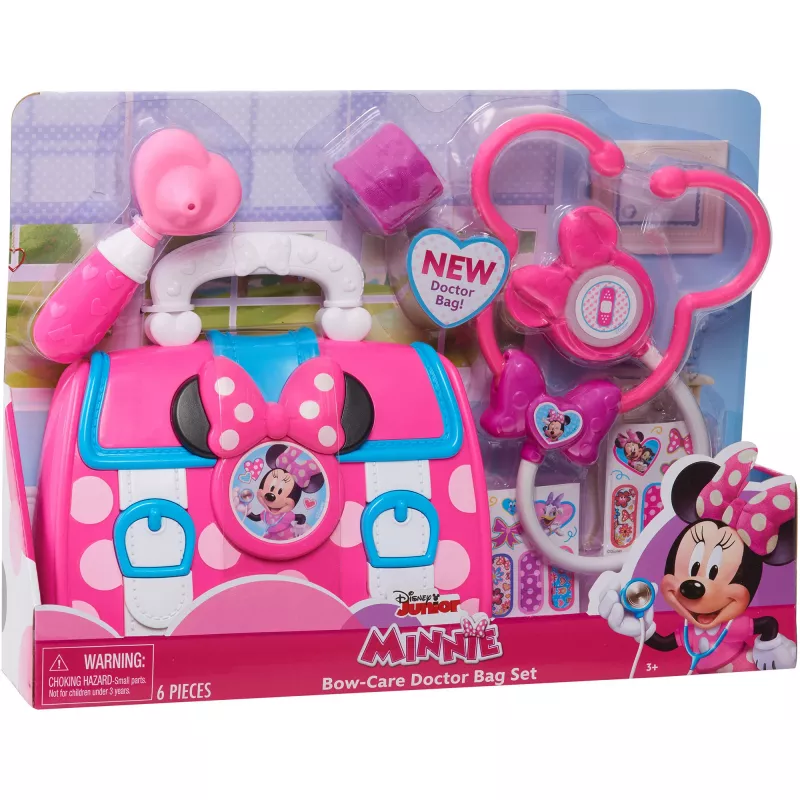 Disney Junior Minnie mysz Zestaw Lekarski z Torebką Bow-Care, Zabawka Domowa dla Dzieci