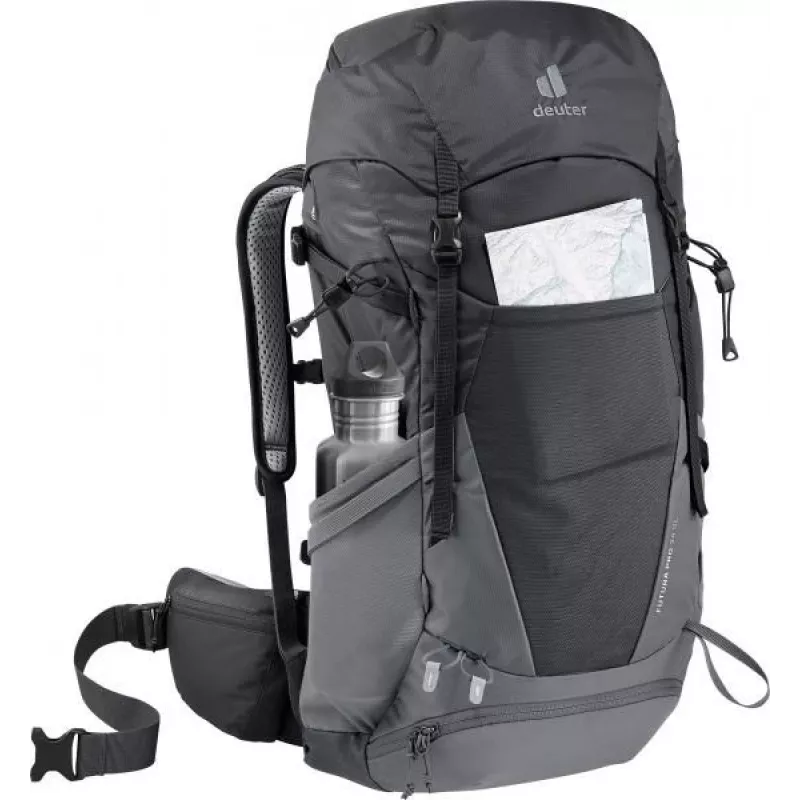 Plecak DEUTER Futura Pro 34 SL, damski plecak turystyczny, 34 L, 1,56 kg, wentylacja, bukłak 3 L, uchwyt na kask, wewnętrzny stelaż stalowy