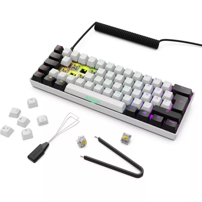 Klawiatura Sharkoon SGK50 S4 Domowa USB QWERTZ Niemiecka Biała RGB LED 60%